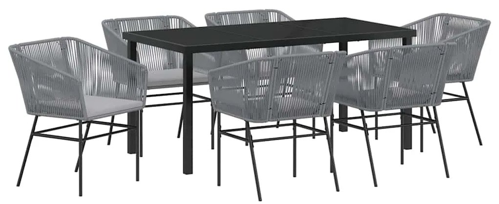 vidaXL Σέτ φαγητού για κήπο 7 pcs Γκρι Χάλυβας με επίστρωση πούδρας