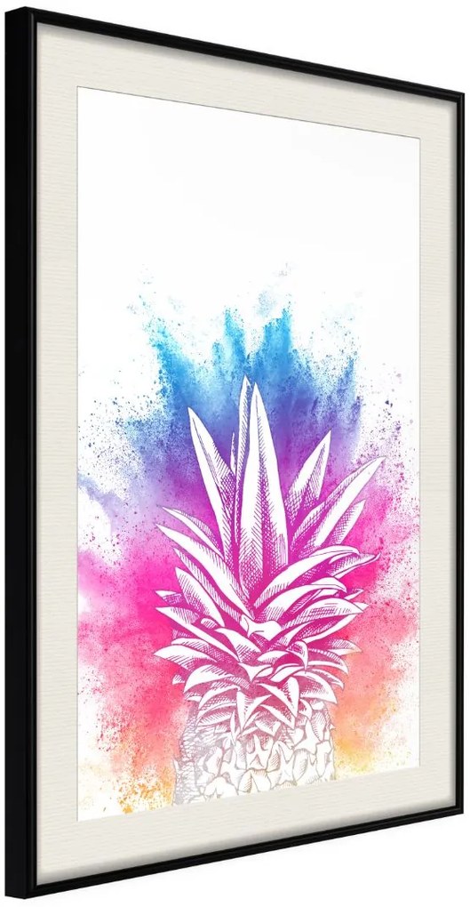 Αφίσα - Rainbow Pineapple Crown - 30x45 - Μαύρο - Με πασπαρτού