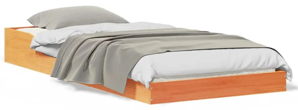 vidaXL Σκελετός Κρεβατιού Κερωτό καφέ 90 x 210 cm Στερεά ξυλεία πεύκου