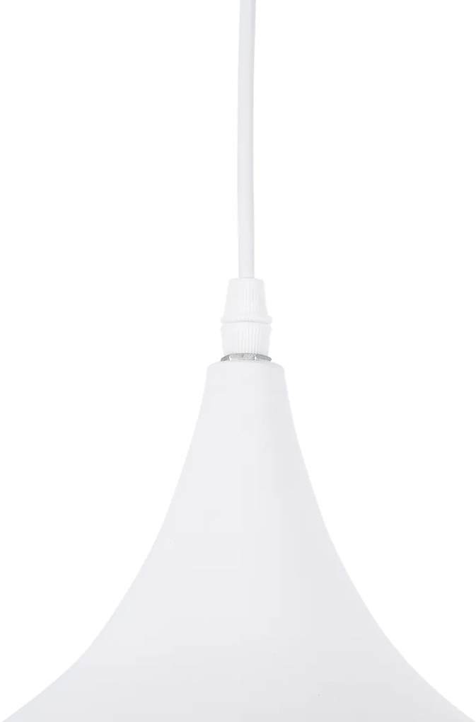 GloboStar SHANGHAI WHITE 01026-B Μοντέρνο Κρεμαστό Φωτιστικό Οροφής Μονόφωτο 1 x E27 Λευκό Μεταλλικό Καμπάνα Φ37 x Υ17cm - 01026-B