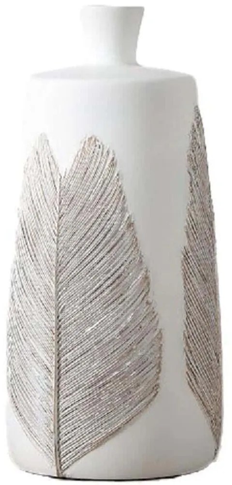 Βάζο Ανάγλυφο FIK354 16x16x30cm White-Beige Epsiel Πολυρεσίνη