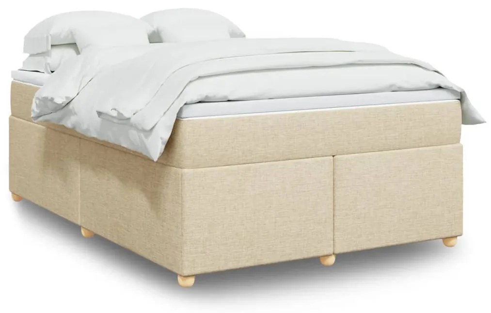 vidaXL Κρεβάτι Boxspring με Στρώμα Κρεμ 140x200 εκ. Υφασμάτινο