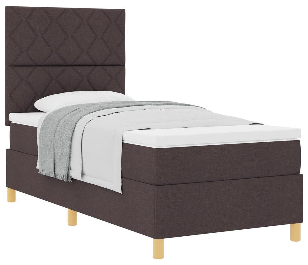 vidaXL Κρεβάτι Box Spring με Στρώμα Καφέ 90x200 εκ Ύφασμα