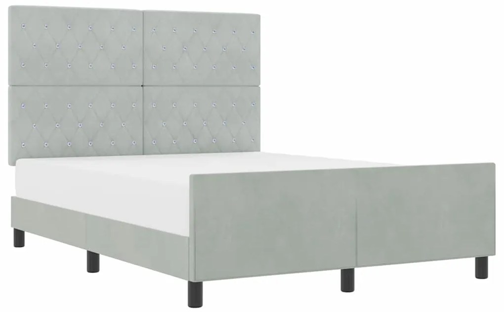 vidaXL Σκελετός Κρεβατιού Ανοιχτό γκρι 140 x 190 cm Βελούδο