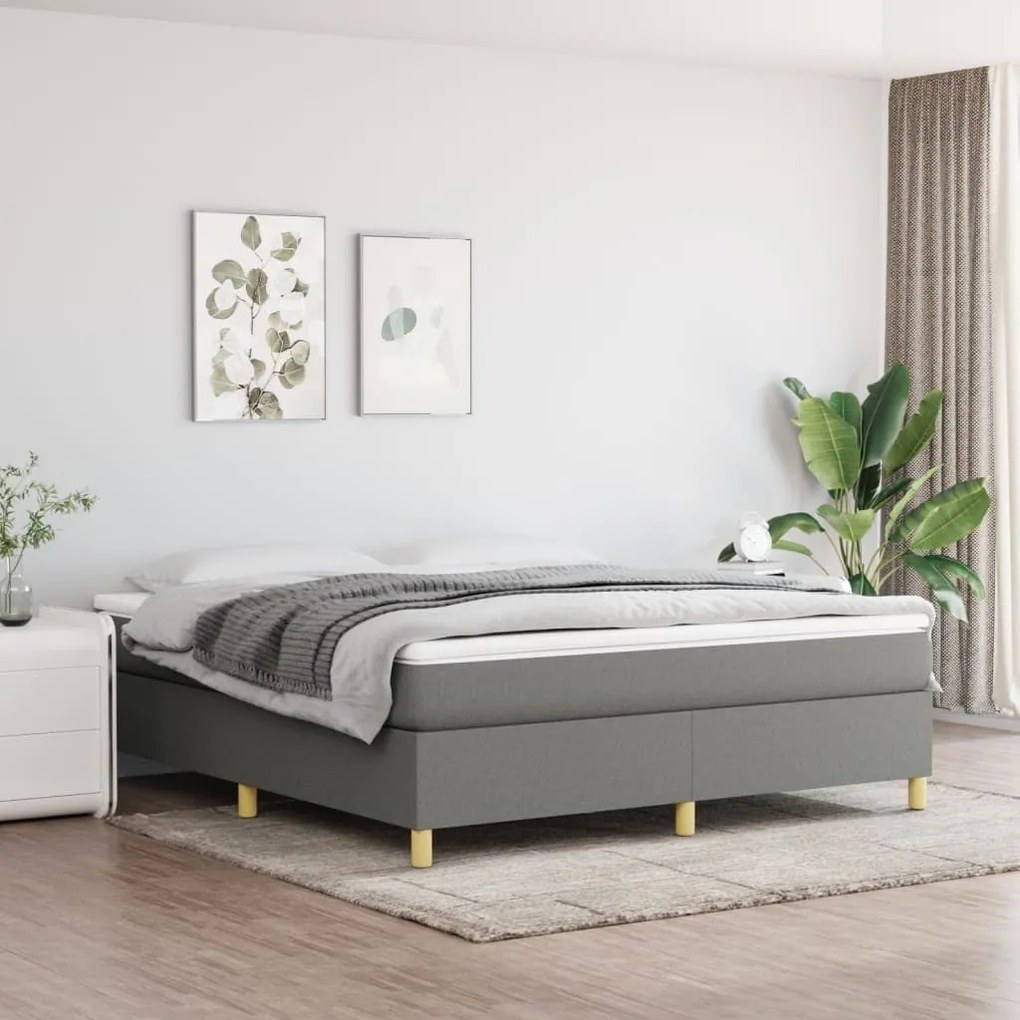 ΚΡΕΒΑΤΙ BOXSPRING ΜΕ ΣΤΡΩΜΑ ΣΚΟΥΡΟ ΓΚΡΙ 180X200 ΕΚ ΥΦΑΣΜΑΤΙΝ 3144539