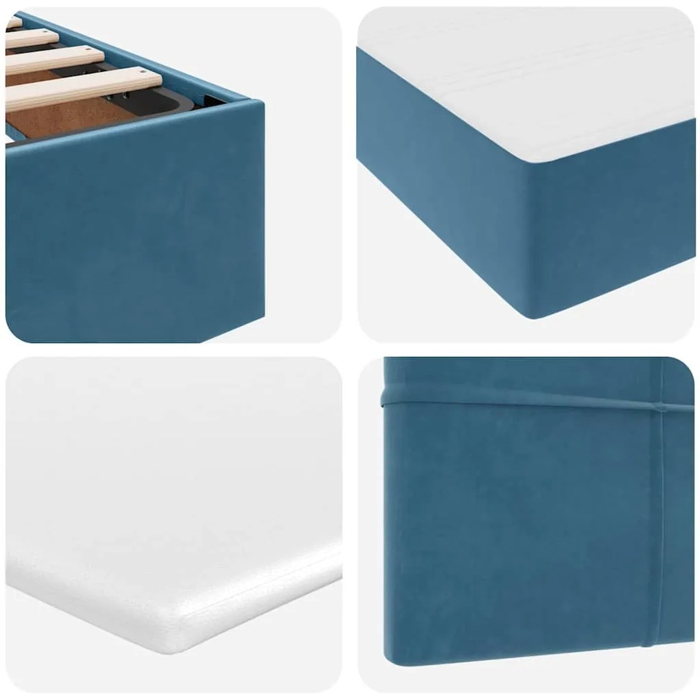 vidaXL Κρεβάτι με αποθηκευτικό χώρο και LED Σκούρο Μπλε 120 x 200 cm