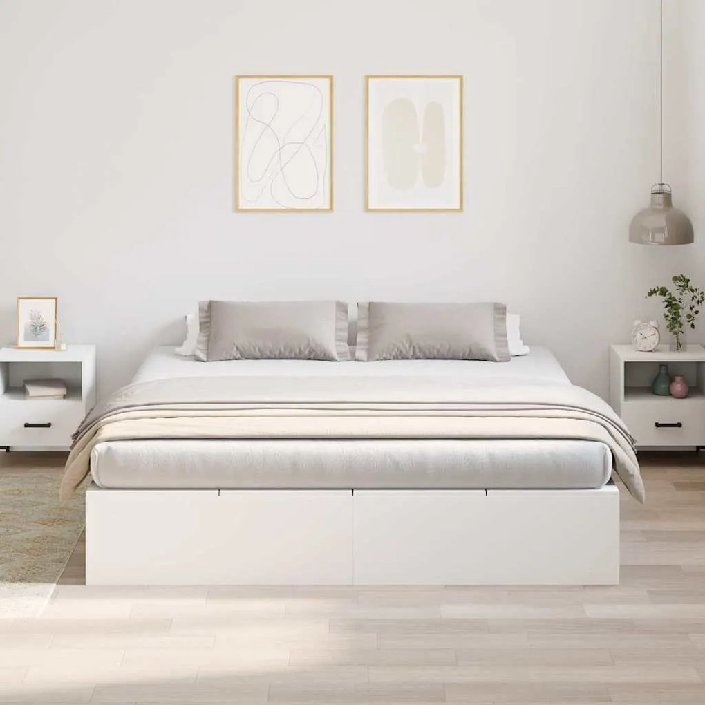 vidaXL Σκελετός Κρεβατιού Λευκό 200 x 200 cm Επεξεργασμένο ξύλο