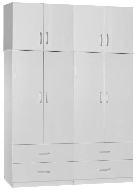 Intrahome Ντουλάπα ρούχων τετράφυλλη με πατάρι Zelia A Intrahome με 4 συρτάρια χρώμα λευκό 158x42x240εκ | SKU: INTRAPA-350111182