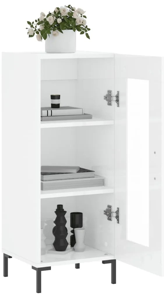 vidaXL Ντουλάπι Γυαλιστερό Λευκό 34,5x34x90 εκ. Επεξεργασμένο Ξύλο