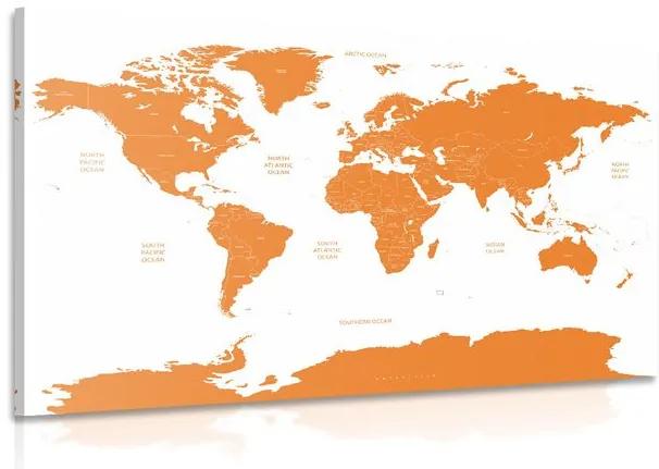 Εικόνα του παγκόσμιου χάρτη με μεμονωμένες πολιτείες σε πορτοκαλί χρώμα - 90x60