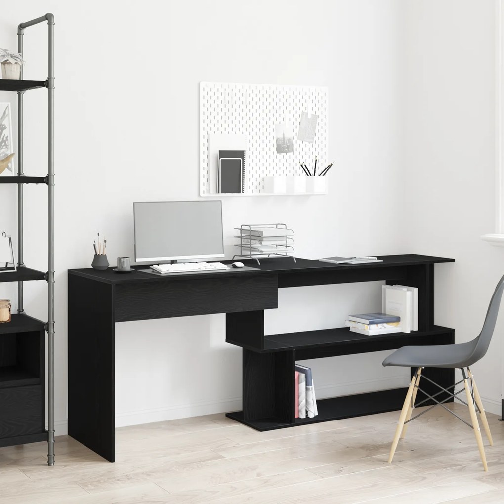 vidaXL Γραφείο Μαύρο Δρυς 200x50x76 εκ από Επεξεργασμένο Ξύλο