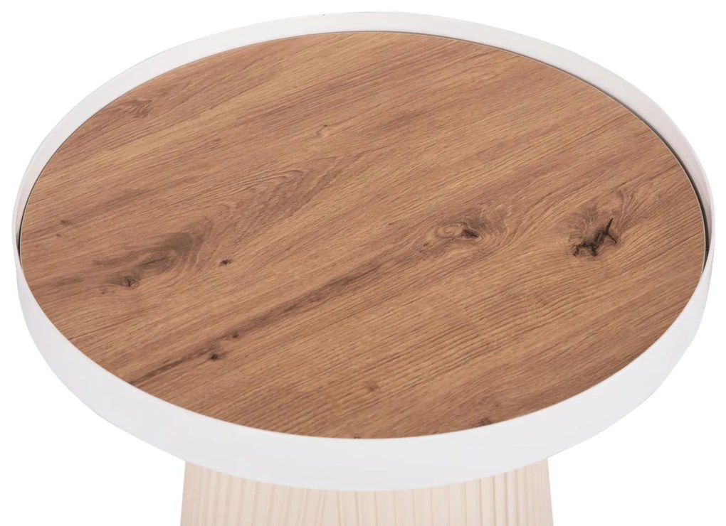 ΤΡΑΠΕΖΑΚΙ ΒΟΗΘΗΤΙΚΟ DENTON  MDF TOP ΦΥΣΙΚΟ ΞΥΛΟΥ-ΒΑΣΗ ΛΕΥΚΗ Φ45x51,5Υεκ.