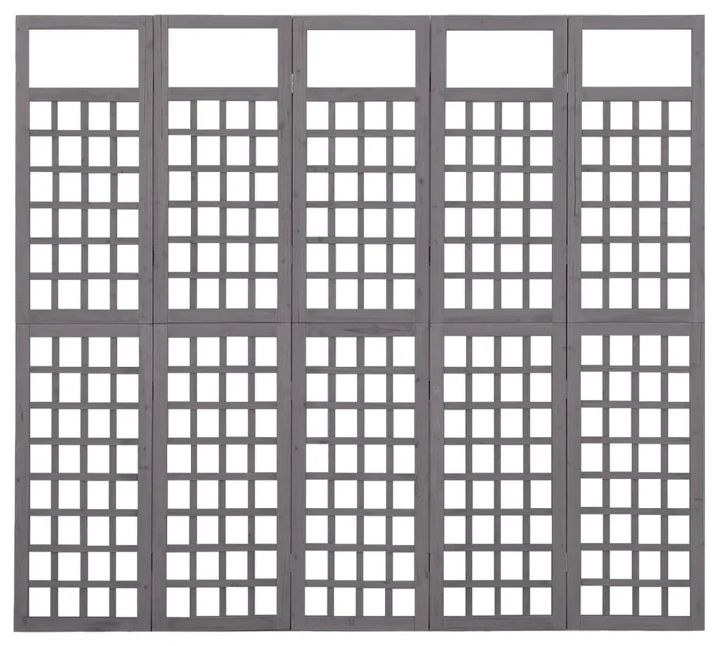 vidaXL Διαχωριστικό Δωμ./Καφασωτό 5 Πάνελ Γκρι 201,5x180εκ Ξύλο Ελάτης