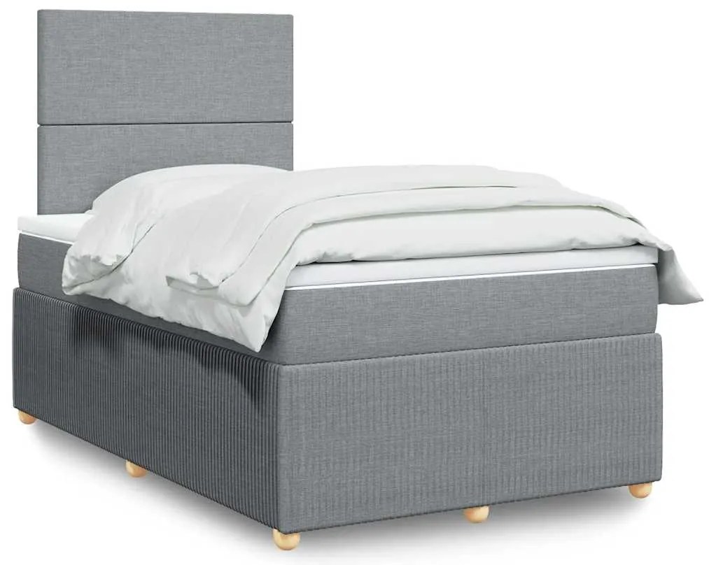 vidaXL Κρεβάτι Boxspring με Στρώμα Ανοιχτό Γκρι 120x200 εκ. Υφασμάτινο