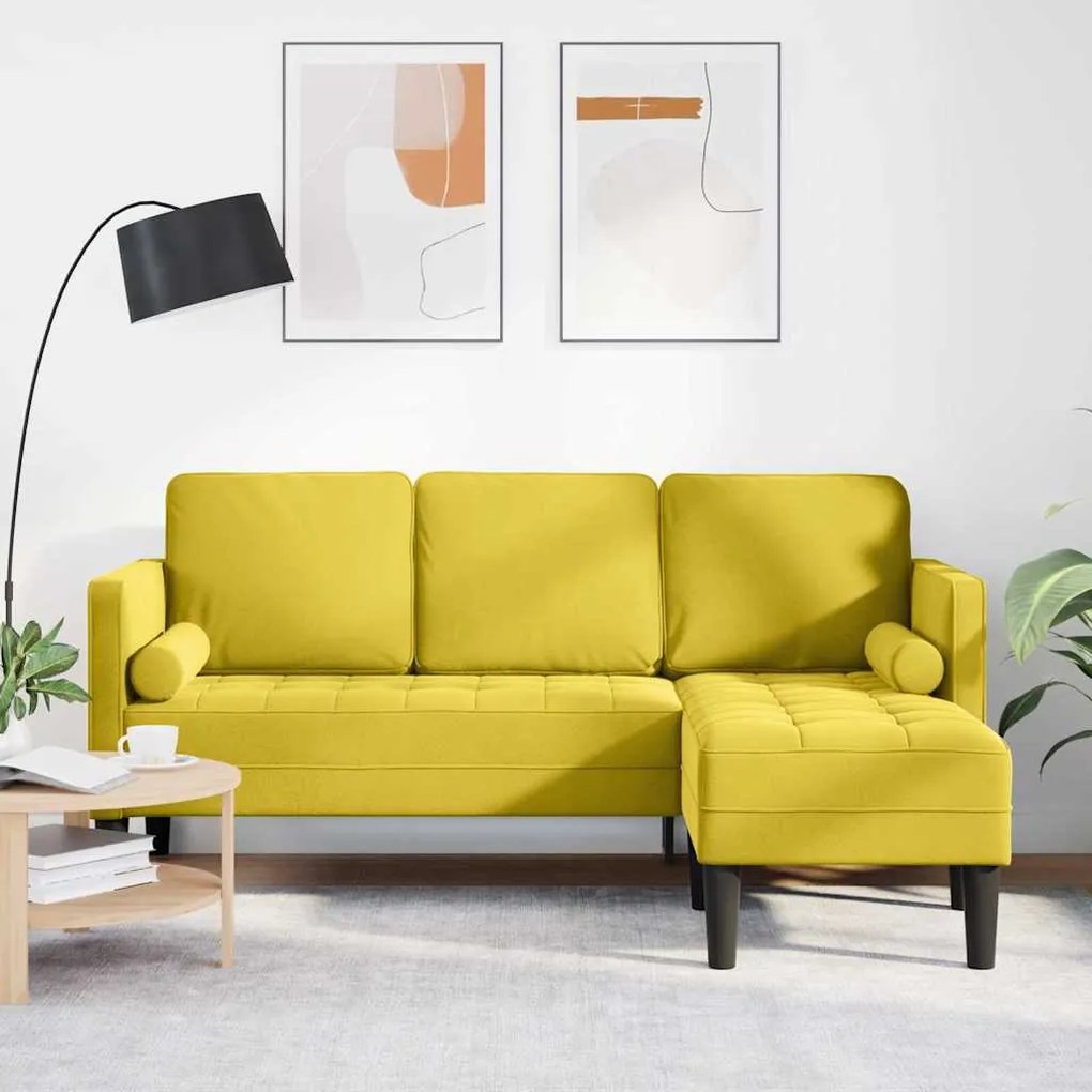 vidaXL Γωνιακός Καναπές Κίτρινος 173x131x67 εκ. Βελούδο