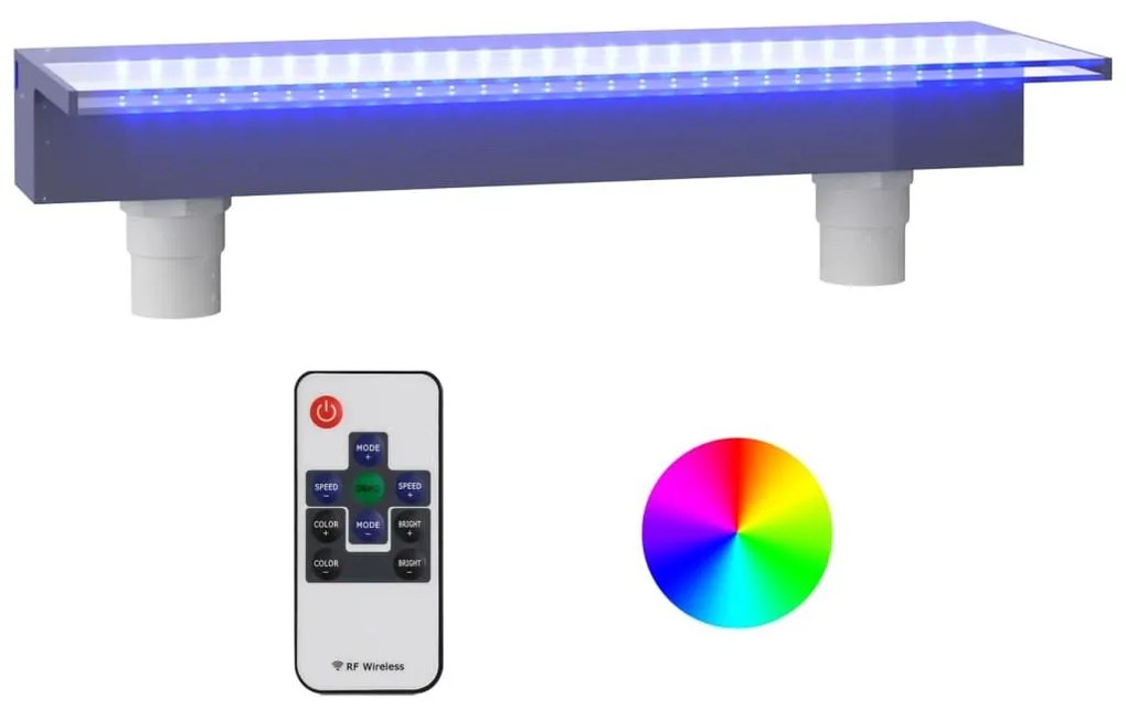 Σιντριβάνι Καταρράκτης Πισίνας με RGB LED 60 εκ. Ακρυλικό - Διαφανές