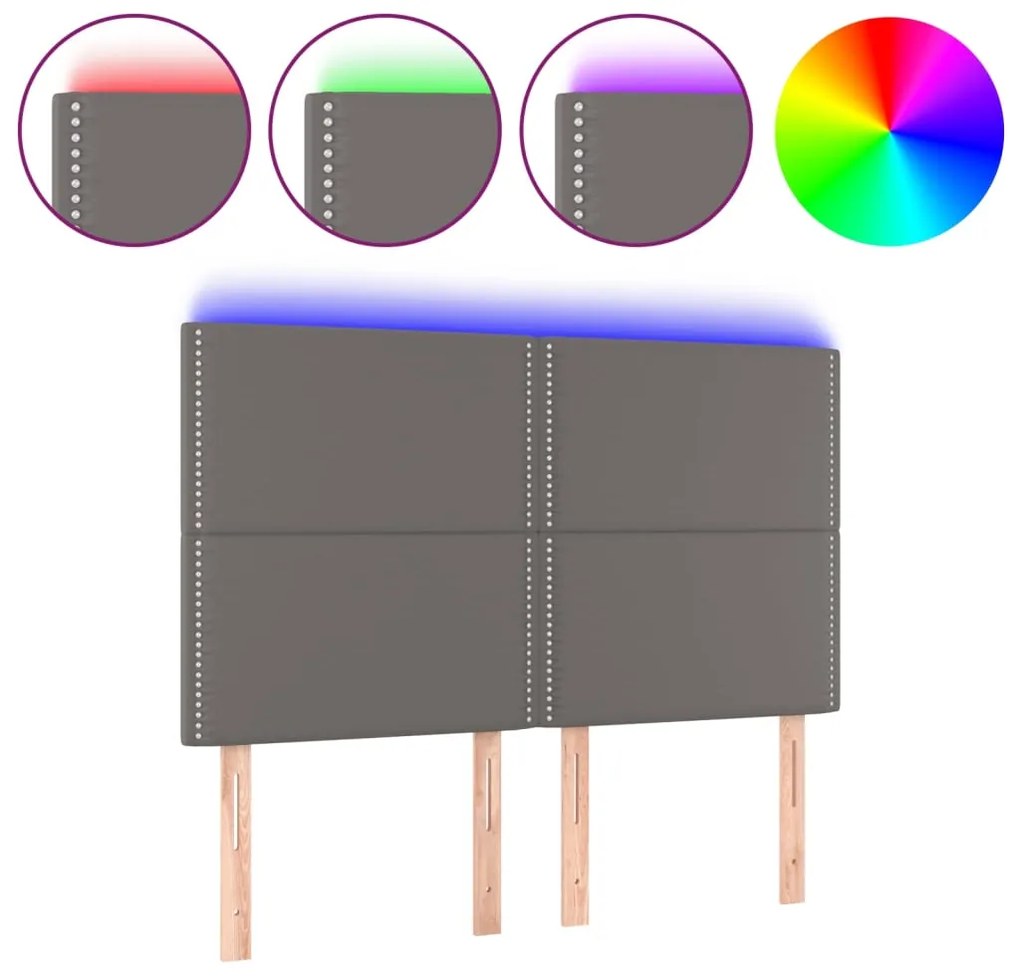 vidaXL Κεφαλάρι Κρεβατιού LED Γκρι 144x5x118/128 εκ