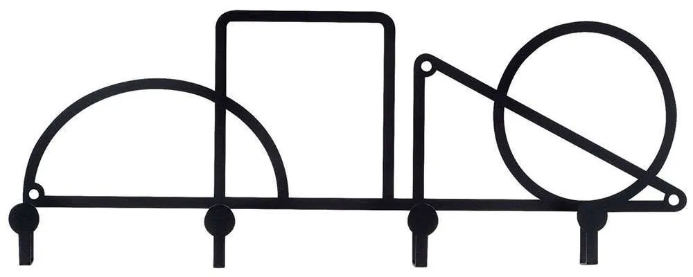 Κρεμάστρα Τοίχου 4 Θέσεων Geometric 891TNL3102 61x23cm Black Wallity Μέταλλο