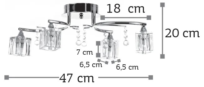 Φωτιστικό οροφής από χρώμιο μέταλλο και κρύσταλλα (6120-4) - 6120-4
