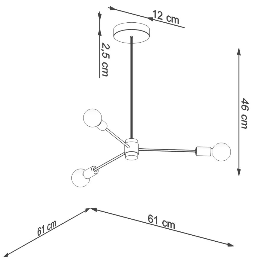 Sollux Κρεμαστό φωτιστικό Lango 3,μαύρο,3xΕ27/60w