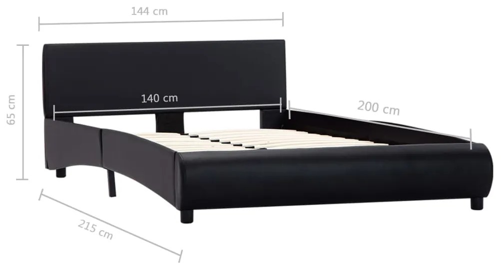 vidaXL Πλαίσιο Κρεβατιού Μαύρο 140 x 200 εκ. από Συνθετικό Δέρμα