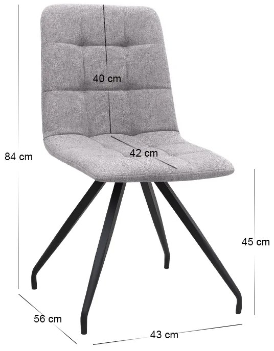 Καρέκλα τραπεζαρίας Bianca Megapap μπεζ ύφασμα - μεταλλικό μαύρο πόδι 43x56x84εκ.