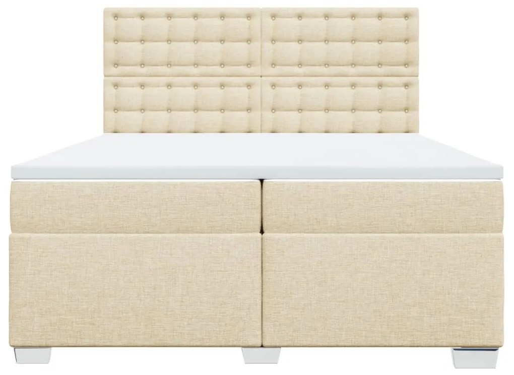 vidaXL Κρεβάτι Boxspring με Στρώμα Κρεμ 200x200 εκ. Υφασμάτινο