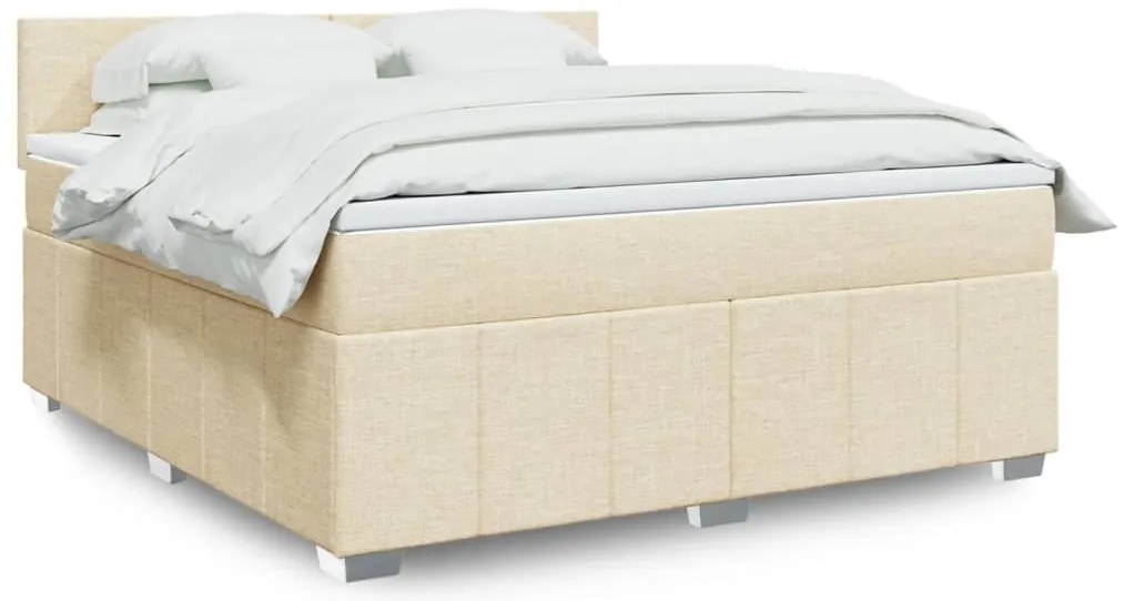 vidaXL Κρεβάτι Boxspring με Στρώμα Κρεμ 180x200 εκ. Υφασμάτινο