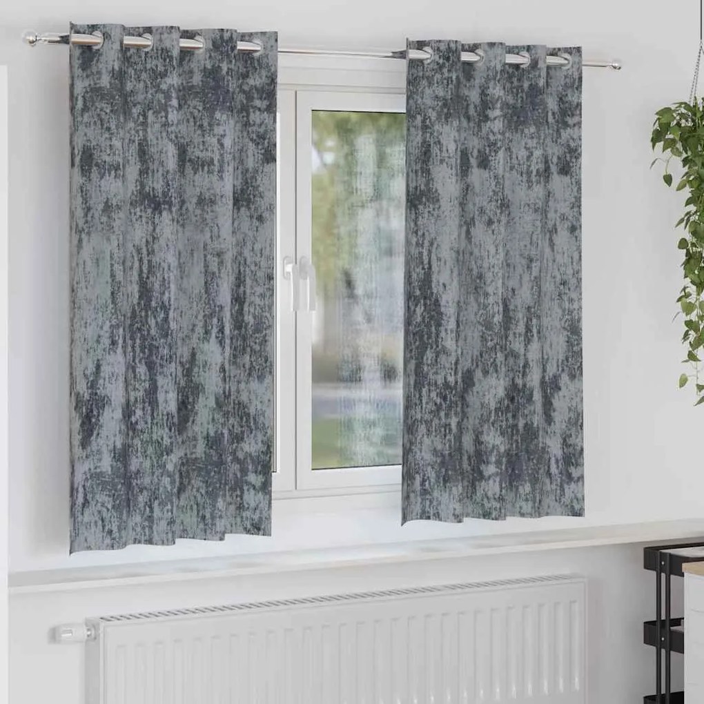vidaXL Κουρτίνα με κουρτίνες 2 pcs Ασημί Γκρι 175 x 140 εκ. Βελούδο