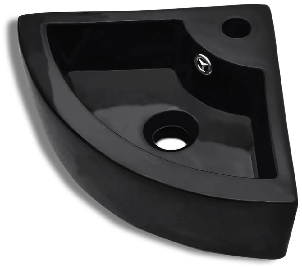 vidaXL Νιπτήρας με Οπή Υπερχείλισης Μαύρος 45 x 32 x 12,5 εκ.