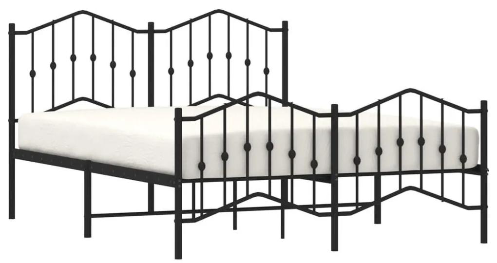 Πλαίσιο Κρεβατιού με Κεφαλάρι/Ποδαρικό Μαύρο 150x200εκ. Μέταλλο - Μαύρο