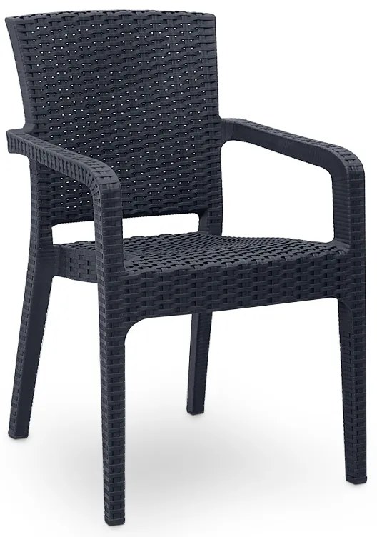 Πολυθρόνα πολυπροπυλενίου Clio Megapap recycled χρώμα ανθρακί 57x55x86εκ.