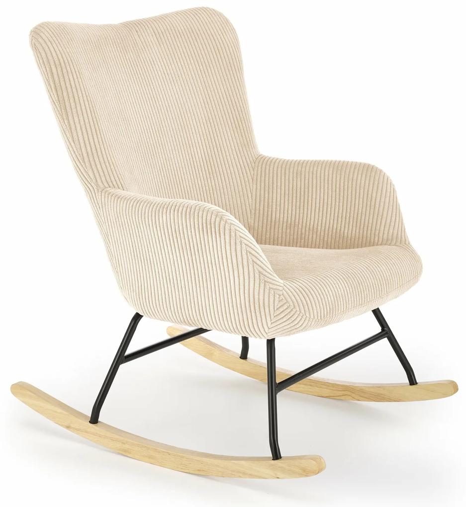 Κουνιστή καρέκλα Houston 1611, Beige, 98x72x88cm, 12 kg, Ταπισερί, Ξύλινα, Μέταλλο, Ξύλο | Epipla1.gr