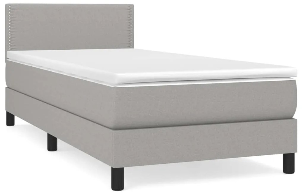 Κρεβάτι Boxspring με Στρώμα Ανοιχτό Γκρι 80x200 εκ. Υφασμάτινο - Γκρι