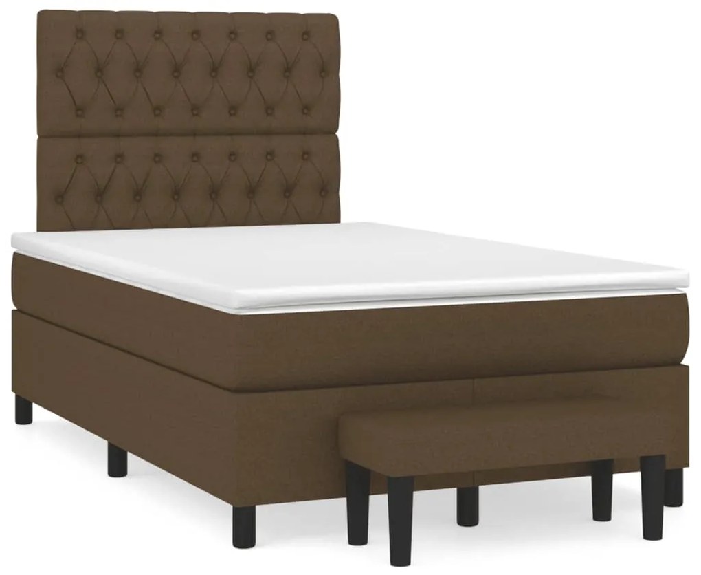 vidaXL Κρεβάτι Boxspring με Στρώμα Σκούρο Καφέ 120x190 εκ Υφασμάτινο