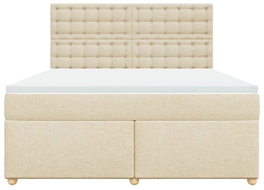 vidaXL Κρεβάτι Boxspring με Στρώμα Κρεμ 180x200 εκ. Υφασμάτινο