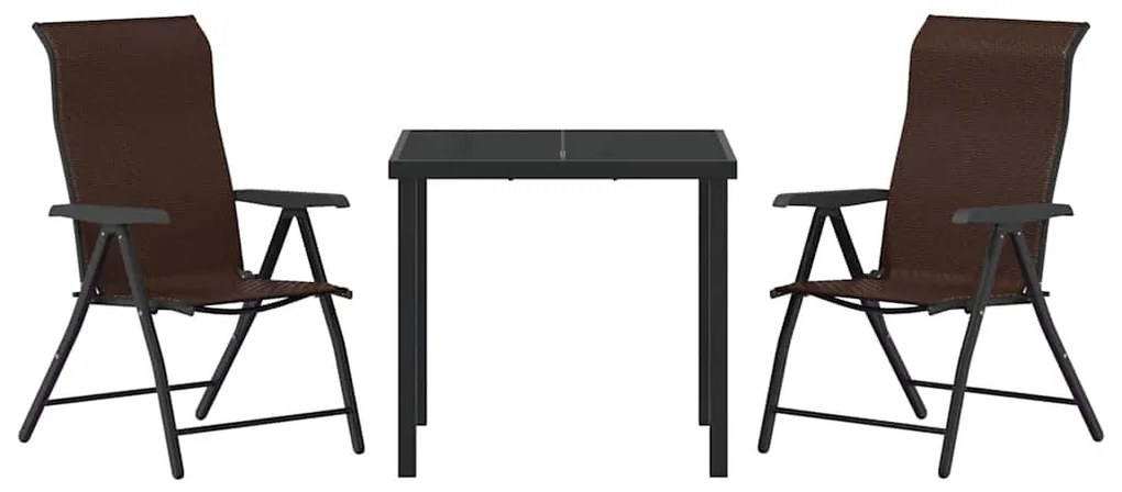 vidaXL Σέτ φαγητού για κήπο 3 pcs Καφέ Χάλυβας με επίστρωση πούδρας