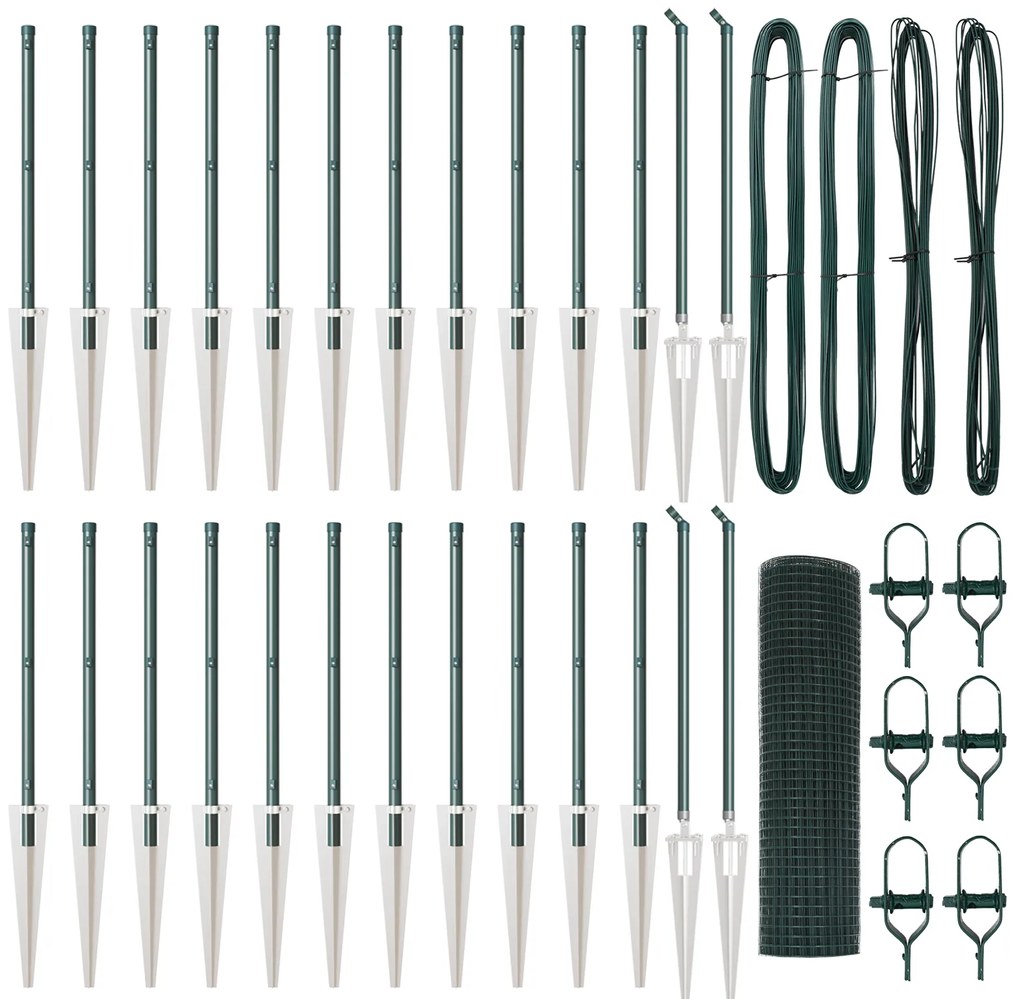 vidaXL Welded Wire Fence με 13 Άγκυρες Πράσινο 0.8x50 μ Χάλυβα