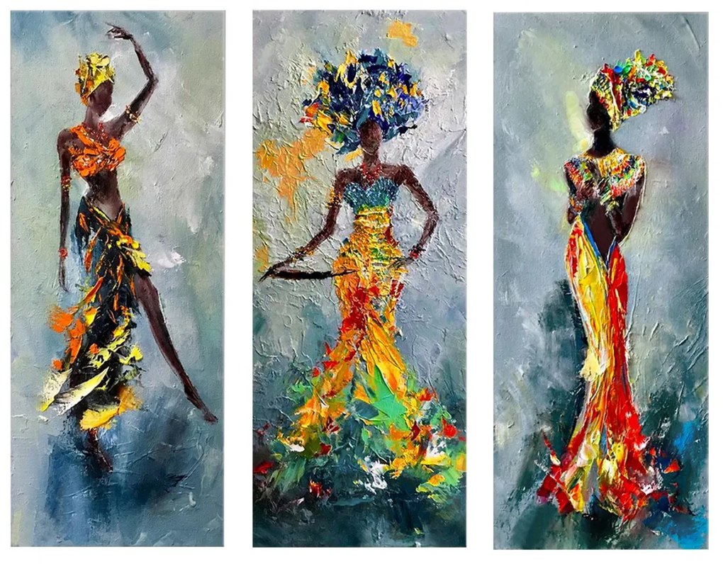 ΠΙΝΑΚΑΣ ΤΡΙΠΤΥΧΟ MDF AFRICAN GIRL IN COLORFUL DRESS  60X0,3X50 εκ.