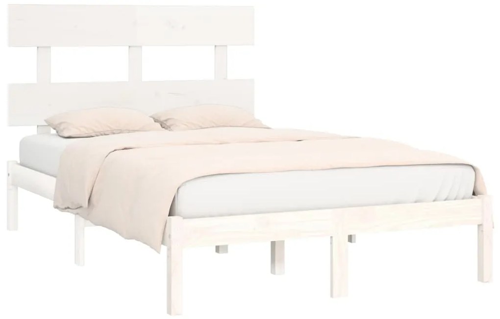 vidaXL Πλαίσιο Κρεβατιού Λευκό 120x190 εκ. Μασίφ Ξύλο Small Double