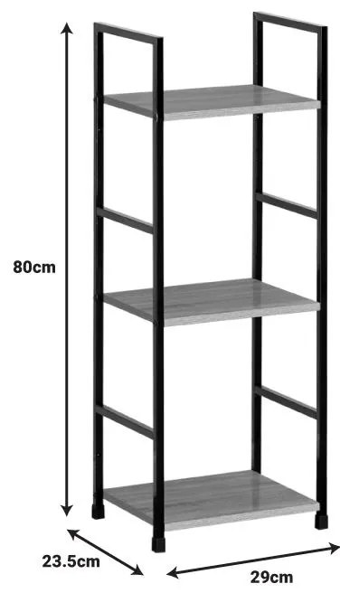 Βιβλιοθήκη-ραφιέρα Bitok φυσικό-μαύρο μέταλλο 29x23.5x80εκ