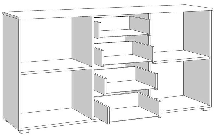 Κομότα - Μπουφές Ksanti 3K4F Λευκή - Λευκή Λάκα 163x40x80.5 εκ. 163x40x80.5 εκ.
