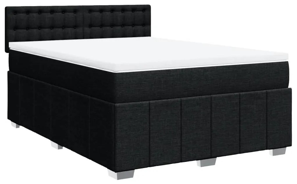 vidaXL Κρεβάτι Boxspring με Στρώμα Μαύρο 160x200 εκ. Υφασμάτινο