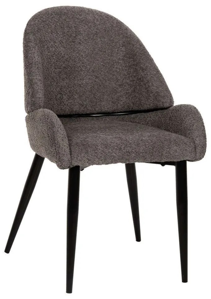 Καρέκλα Sarky HM8585.01 55x62x89cm Με Μαύρα Μεταλλικά Πόδια &amp; Μπουκλέ Ύφασμα Grey Metal, Fabric