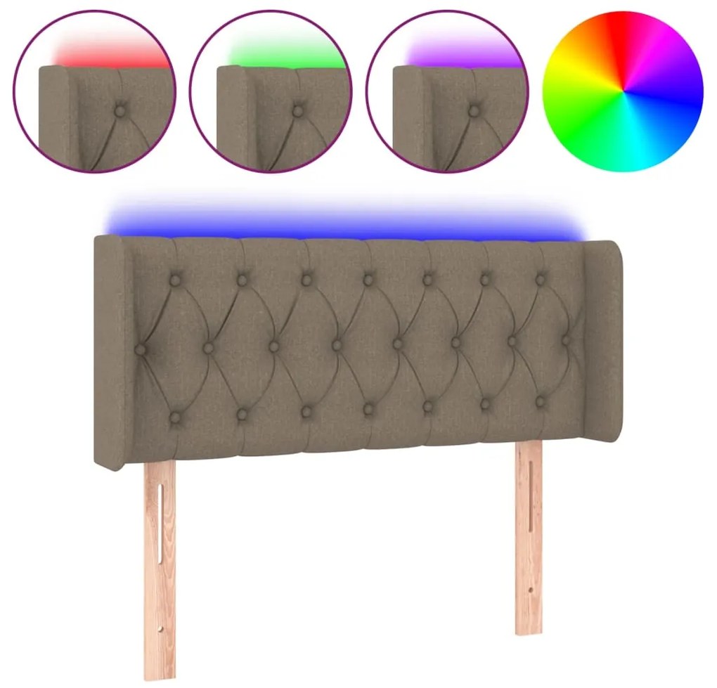 vidaXL Κεφαλάρι Κρεβατιού LED Taupe 93x16x78/88 εκ. Υφασμάτινο
