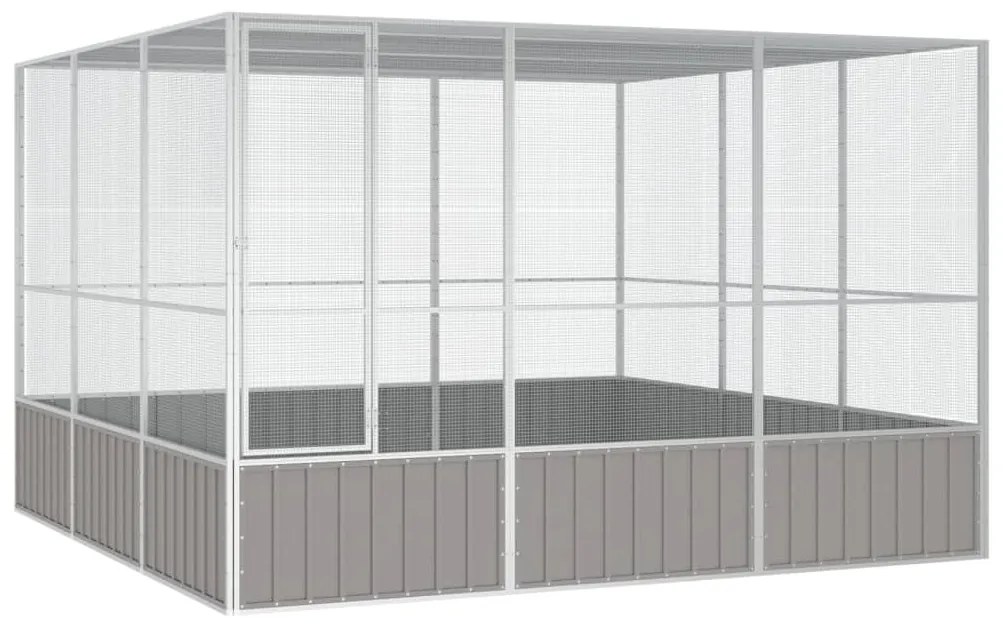 Κλουβί Πουλιών Γκρι 302,5x324,5x211,5 εκ Γαλβανισμένο Χάλυβα