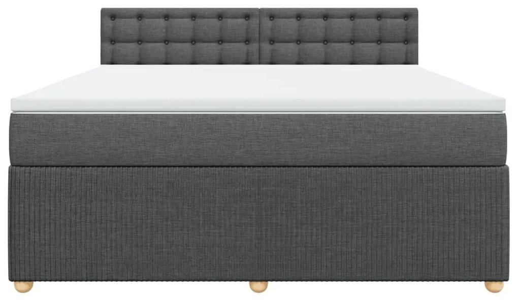 vidaXL Κρεβάτι Boxspring με Στρώμα Σκούρο Γκρι 180x200 εκ Υφασμάτιν