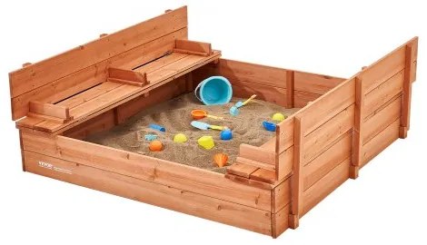 VEVOR Wooden Sandbox Sand Box Sand Pit with Bottom Liner for Outdoor Ages 3-12