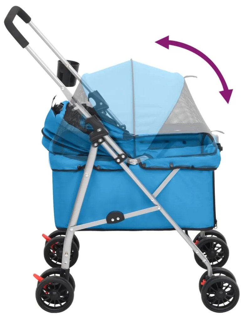vidaXL Καρότσι Σκύλου Πτυσσόμενο Μπλε 76 x 50 x 100 εκ. Ύφασμα Oxford