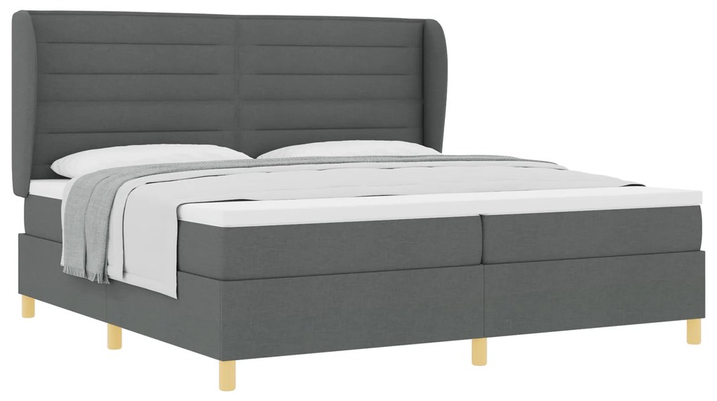 vidaXL Κρεβάτι Box Spring με Στρώμα Σκοτεινό Γκρι 200x200 εκ. Υφασμάτινο